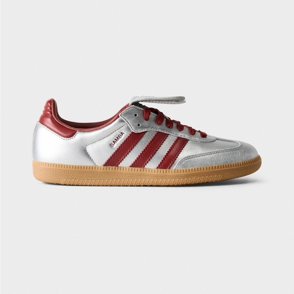 Adidas Samba LT Metallic Silver and Deep Red Shoes - Picture 2 of 5